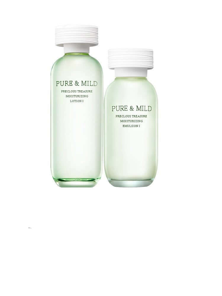 Pure & Mild Precious Treasure Moisturizing Lotion set, perfect for summer skincare. Ideal for hydration and refreshing facial care.