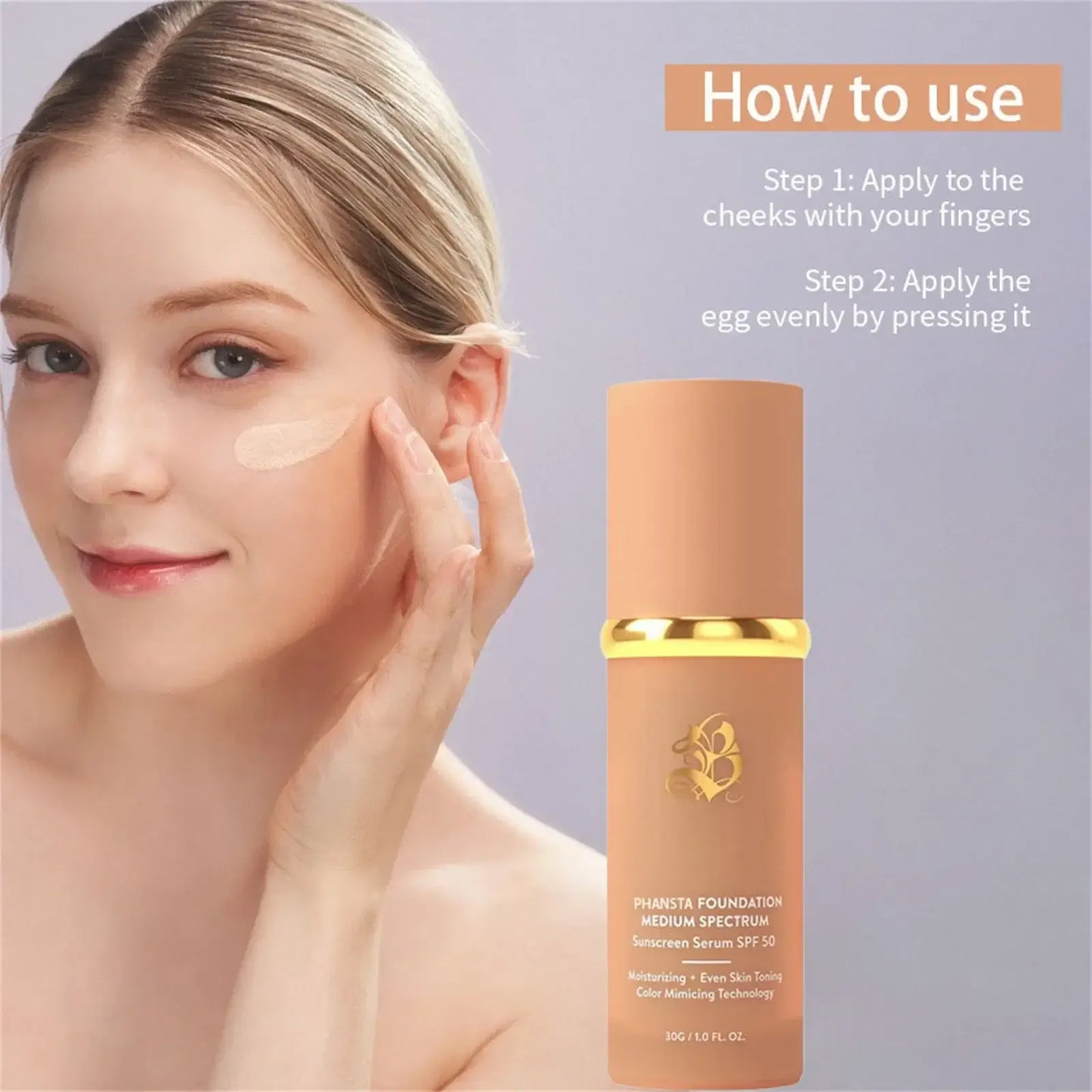 How to use 2024 Hot Foundation with SPF 50+: Apply to cheeks and blend evenly with an egg sponge.