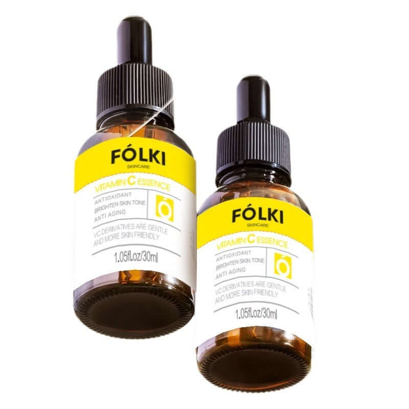 Two bottles of Fólki Vitamin C Essence facial care solution for skin rejuvenation, each containing 30ml.