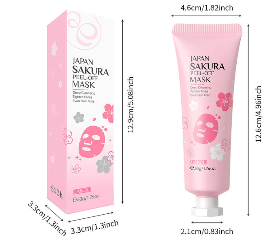 Japan Sakura Peel-Off Mask packaging and tube image, featuring gentle deep cleansing mask for skincare.