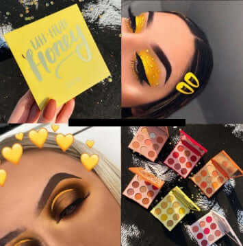 Honey mineral eyeshadow palette showcasing vibrant yellow shades, eye makeup, and colorful palettes.