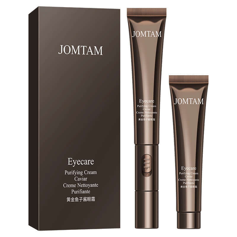 JOMTAM Eyecare Purifying Cream caviar packaging and tube, designed for firming and revitalizing eye skin.