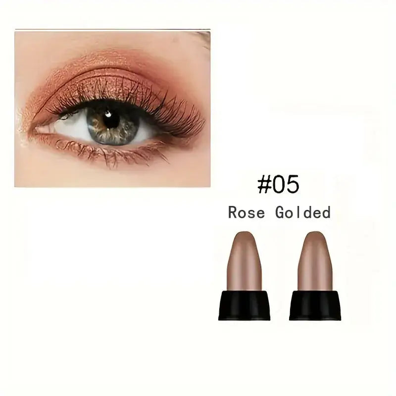 Close-up of eye makeup featuring #05 Rose Golded eyeliner, highlighting natural eye color and eyelashes.