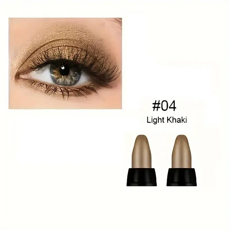 Close-up of an eye with eyeshadow in Light Khaki shade #04, showcasing a glamorous look.