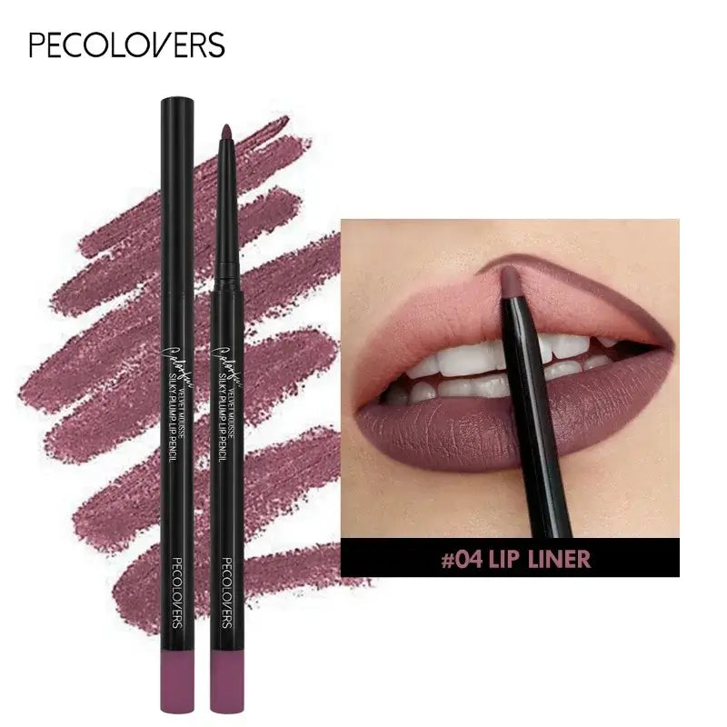Waterproof nude lip liner from PECOLOVERS, featuring a rich color and smooth application for a perfect lip finish.